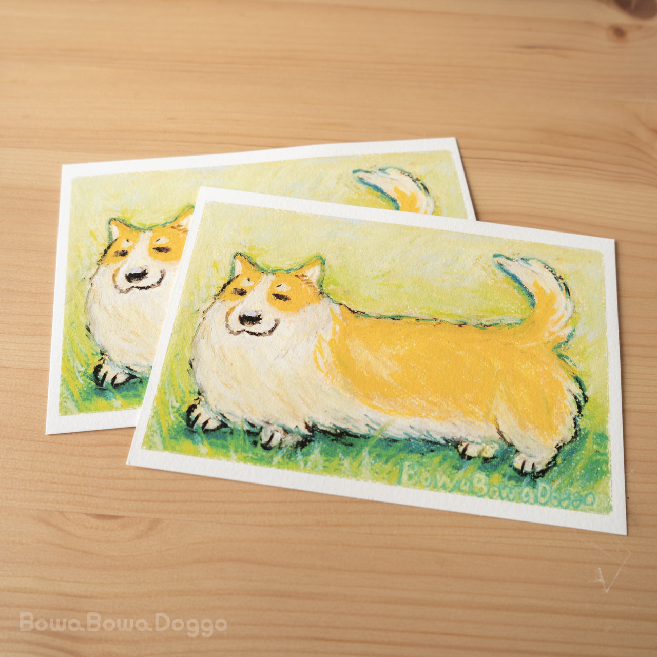 Art Print: "A little long corgi in a meadow"