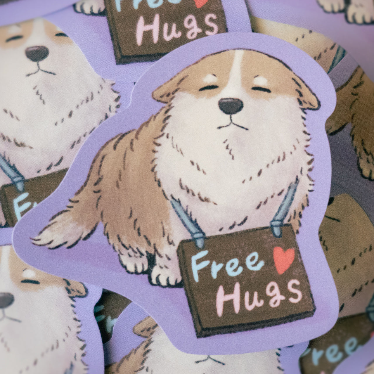 ステッカー: "Free Hug Corgi"