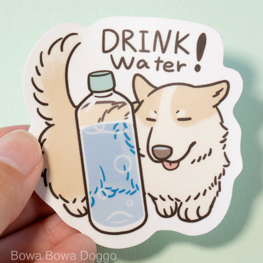 ステッカー: "Corgi's water reminder"