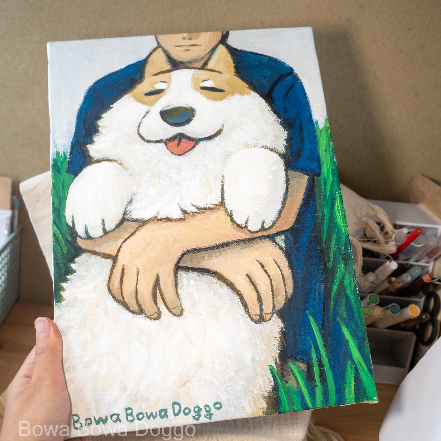 原画: "A big bowa-bowa doggo and a hooman"